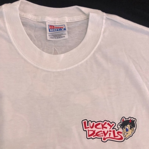 Lucky Devils "Devil Skateboarder on white short sleeve t-shirt" - Picture 3 of 5